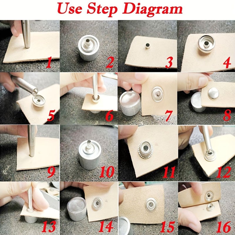 204Pcs Silver Stainless Steel Snap Fastener Kit With Fixing Tool For DIY Leather Clothing Repair - Image 3