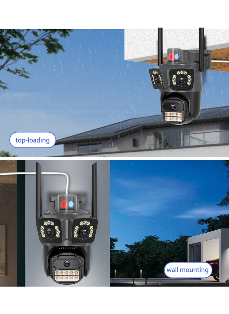 Generic - 4K Security WiFi Camera Outdoor with Three Lens, Wired Plug-in | 8MP Auto Tracking 360 View Indoor Home Security Camera, AI/Motion Detection, Color Night Vision, 2-Way Audio, SD/Cloud Storage - Image 1