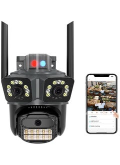 4K Security WiFi Camera Outdoor with Three Lens, Wired Plug-in | 8MP Auto Tracking 360 View Indoor Home Security Camera, AI/Motion Detection, Color Night Vision, 2-Way Audio, SD/Cloud Storage