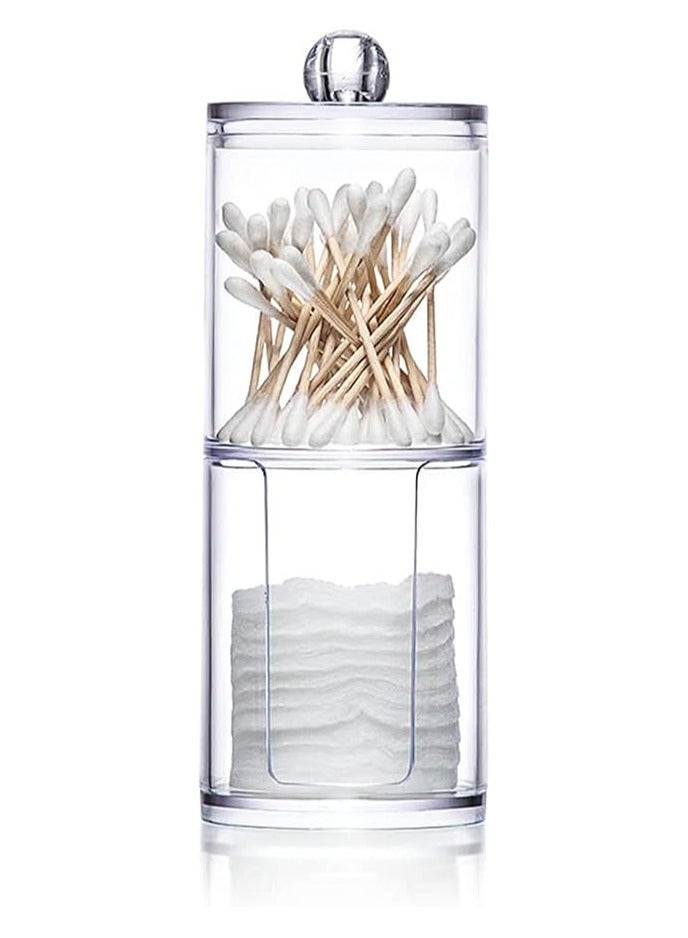 Acrylic Round Cotton Holder, 19.5x7 cm - Clear - Image 1