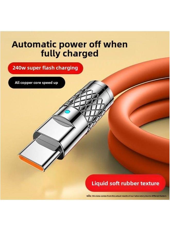 240W Bold Metal Data Cable Fast Charging Suitable For Huawei Apple Glory Mobile Phone Tablet Typec Line 6A-Color:Water Yao Blue 【thunder Mecha Thick Body】 Android Ladder-240w Flying Speed Full 【 1.5 - Image 2