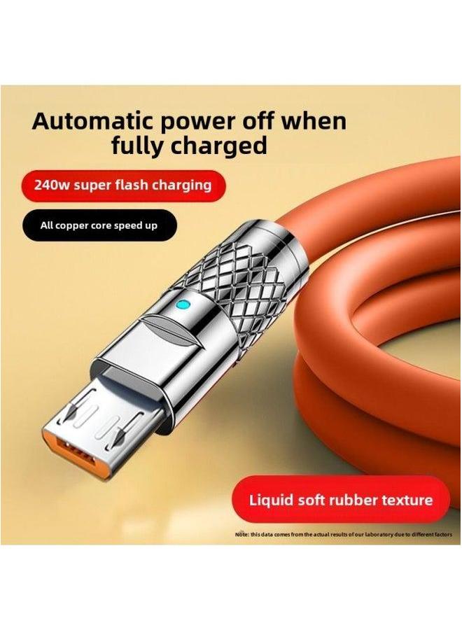 240W Bold Metal Data Cable Fast Charging Suitable For Huawei Apple Glory Mobile Phone Tablet Typec Line 6A-Color:Water Yao Blue 【thunder Mecha Thick Body】 Android Ladder-240w Flying Speed Full 【 1.5 - Image 5