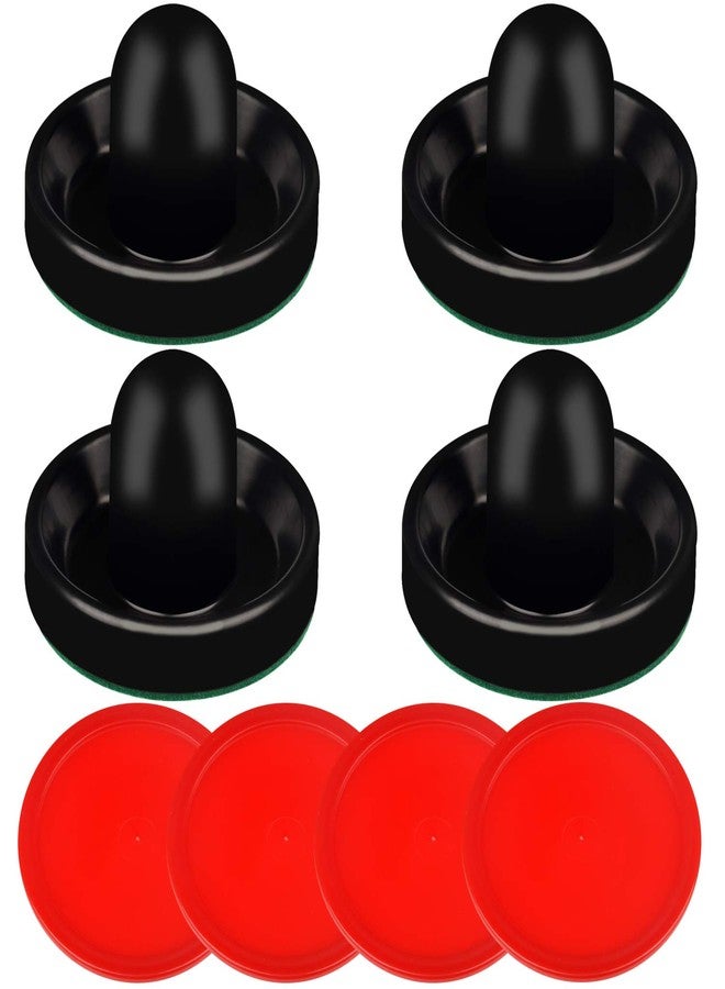 ONE250 Air Hockey Pushers and Red Air Hockey Pucks, Goal Handles Paddles Replacement Accessories for Game Tables (4 Striker, 4 Puck Pack) - Image 1