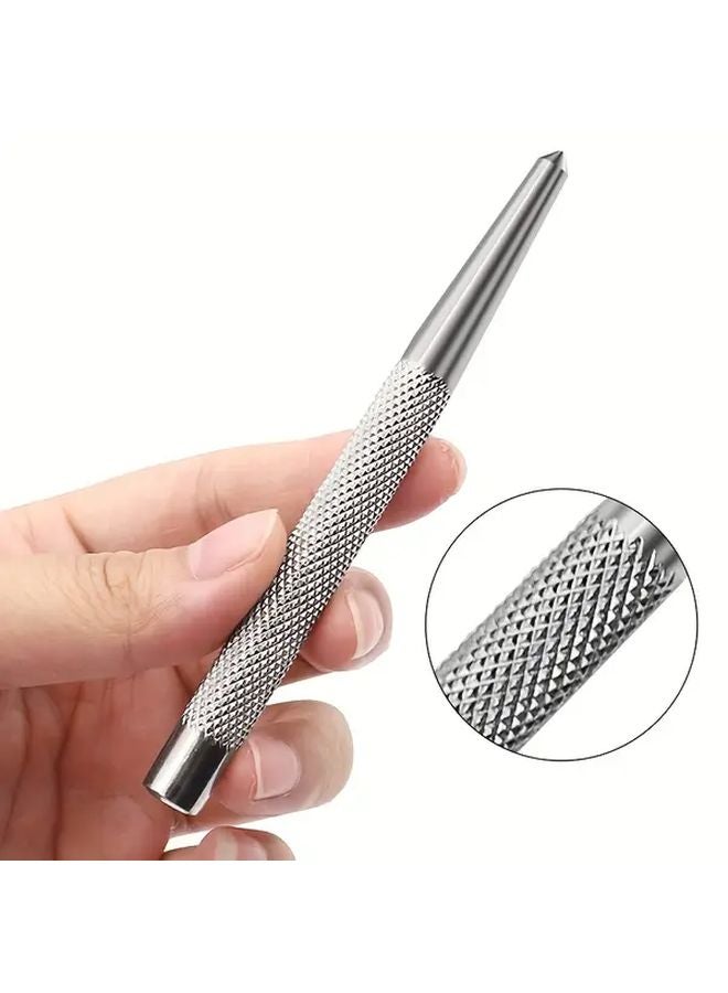Heavy Duty Center Punch Tool with Knurled Shaft Chrome Plated Tip for Metalworking DIY - Image 1