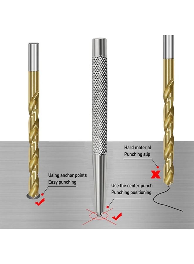 Heavy Duty Center Punch Tool with Knurled Shaft Chrome Plated Tip for Metalworking DIY - Image 4