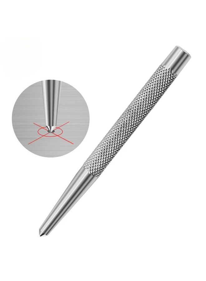 Heavy Duty Center Punch Tool with Knurled Shaft Chrome Plated Tip for Metalworking DIY - Image 2