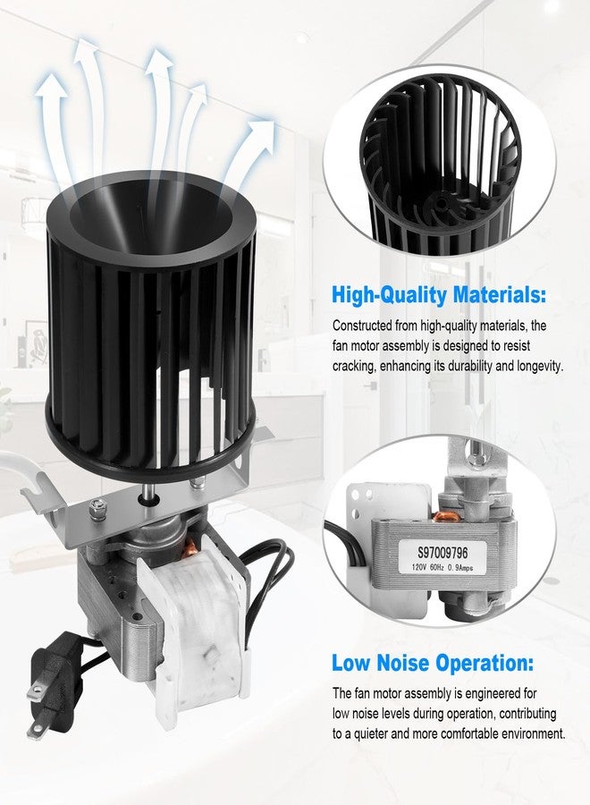 YEHERIT Upgraded S97009796 Bathroom Fan Motor Blower Assembly Compatible with Broan Nutone Bulb Ceiling Heaters 162-E, G, J, K, L, M & 164-E, G, J, K, L, M, Replace# 97009796 S97009758 S97009796B, 70 CFM - Image 3