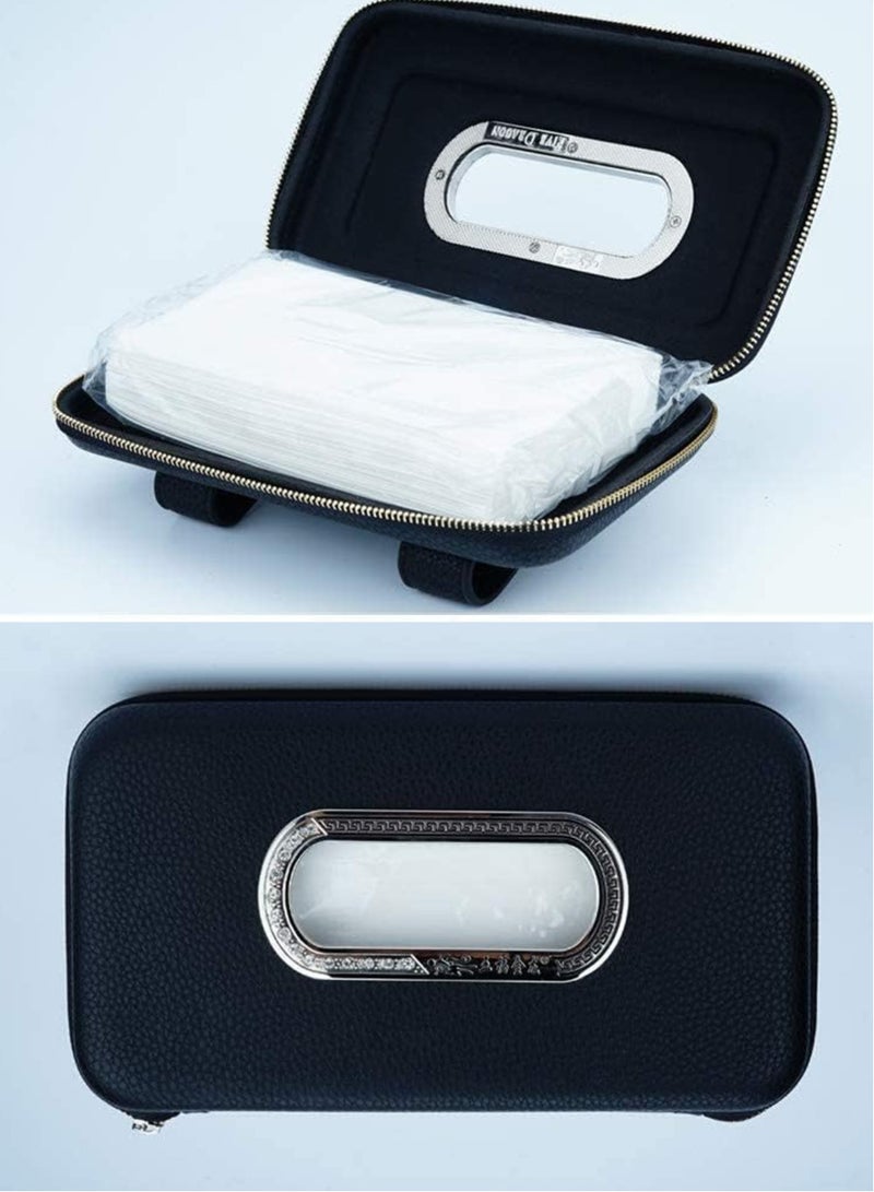 LENND Car Tissue Holder, Sun Visor Napkin Holder, Car Visor Tissue Holder, Luxury PU Leather Backseat Tissue Case Holder (Black) - Image 4