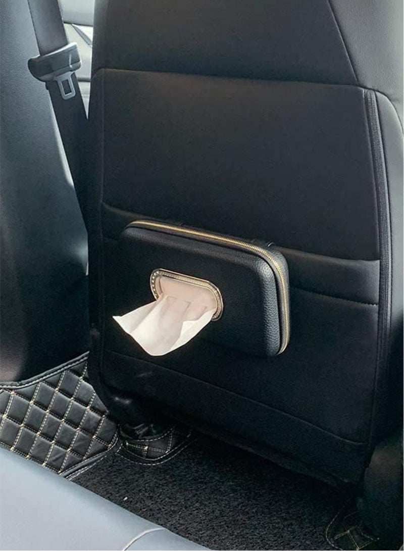 LENND Car Tissue Holder, Sun Visor Napkin Holder, Car Visor Tissue Holder, Luxury PU Leather Backseat Tissue Case Holder (Black) - Image 3