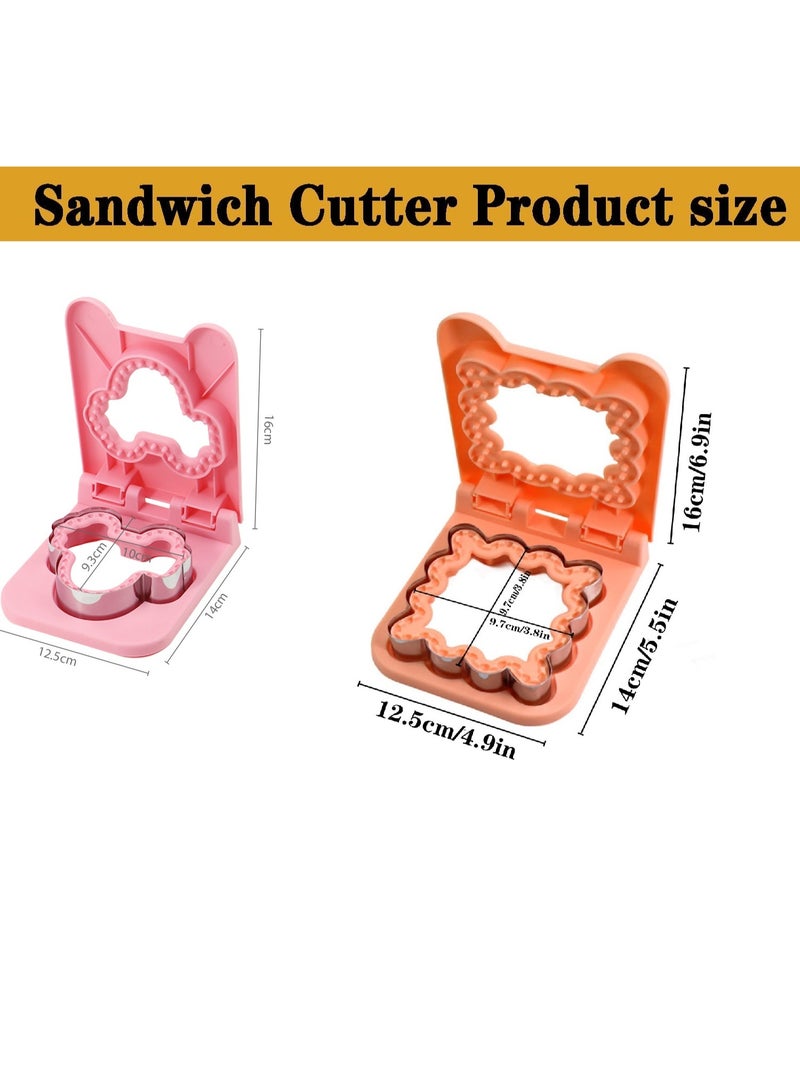 صانعة ساندويتشات من قطعتين، قطاعات ساندويتشات لوجبة غداء الأطفال، مجموعة قاطعة ومانعة للتسرب لوجبة إفطار بدون قشرة رائعة للأطفال الأولاد والبنات وعلبة الغداء وصندوق بينتو - Image 2