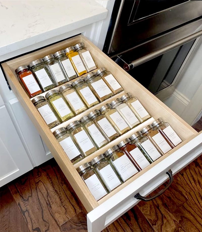MIUKAA Clear Acrylic Spice Drawer Organizer, 4 Tier Seasoning Jars Drawers Insert, Kitchen Spice Rack Tray for Drawer/Countertop (Jars not included) - Image 1