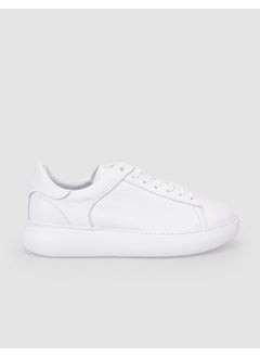Harrow 100% Genuine Leather White Lace-Up Men's Sneakers  - Image 1