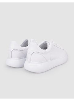 Harrow 100% Genuine Leather White Lace-Up Men's Sneakers  - Image 3