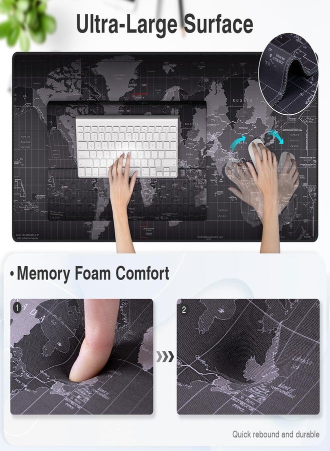 Ospelelf Keyboard Wrist Rest Pad and Large Mouse Pad Set 4 in 1 Black Map - Image 3