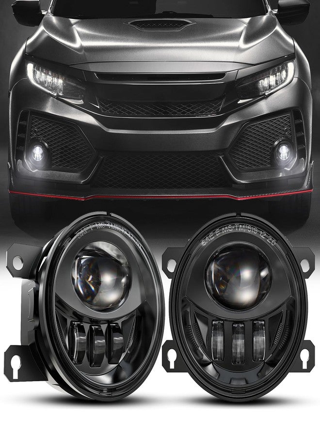 4X4FLSTC New LED Fog Lights Assembly Compatible with Honda Sedan models 2013-2021 Civic, 2015-2020 Fit, 2019-2020 HR-V, 2013-2015 Accord Replacement Driving lights Fog Lamps DOT Approved Black 1 Pair - Image 1