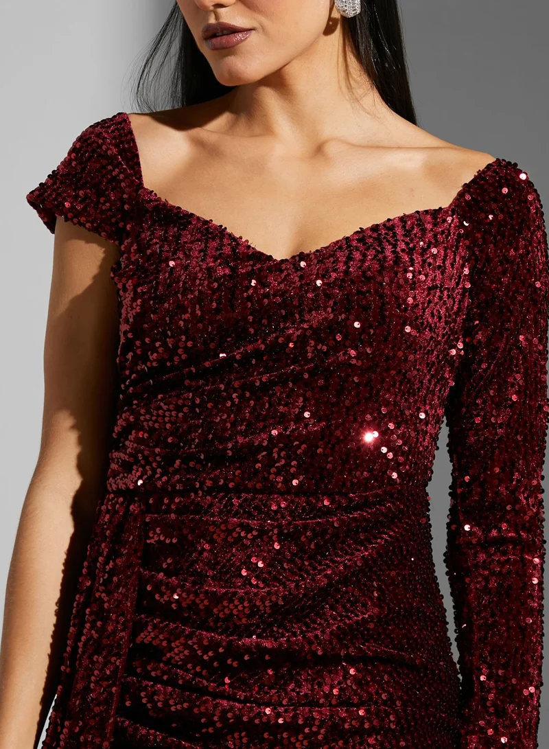 Namshi x Asoo Sequined One Shoulder Dress