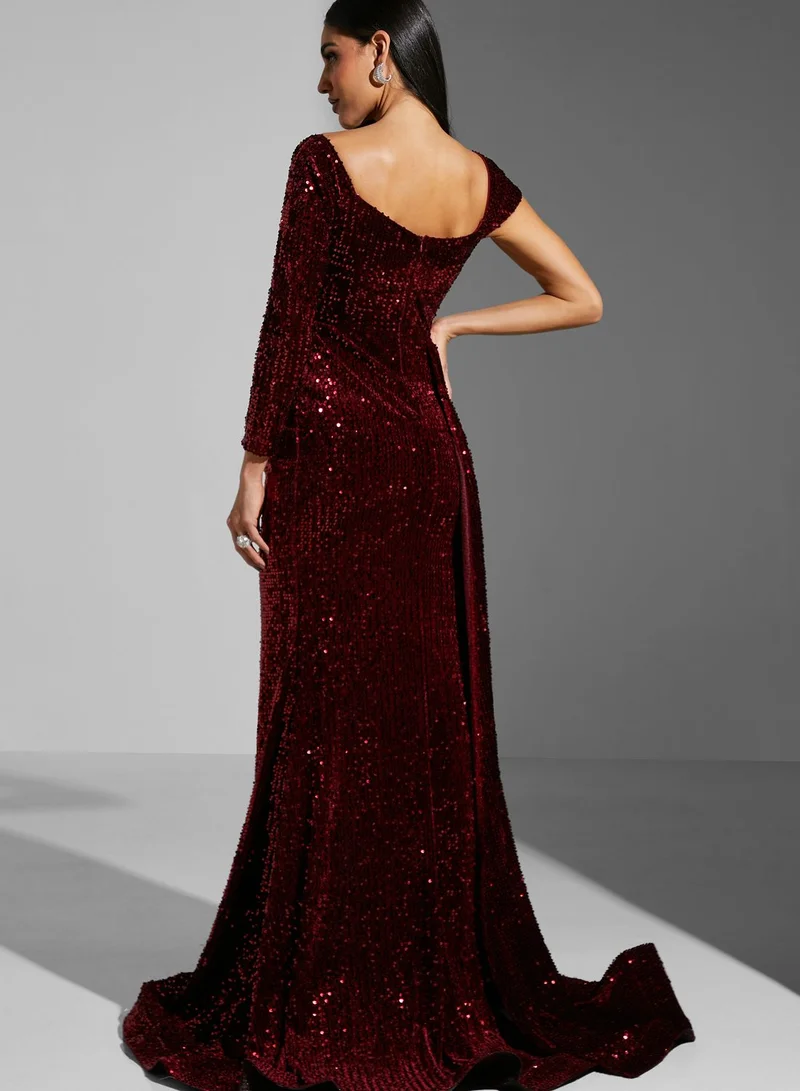 Namshi x Asoo Sequined One Shoulder Dress