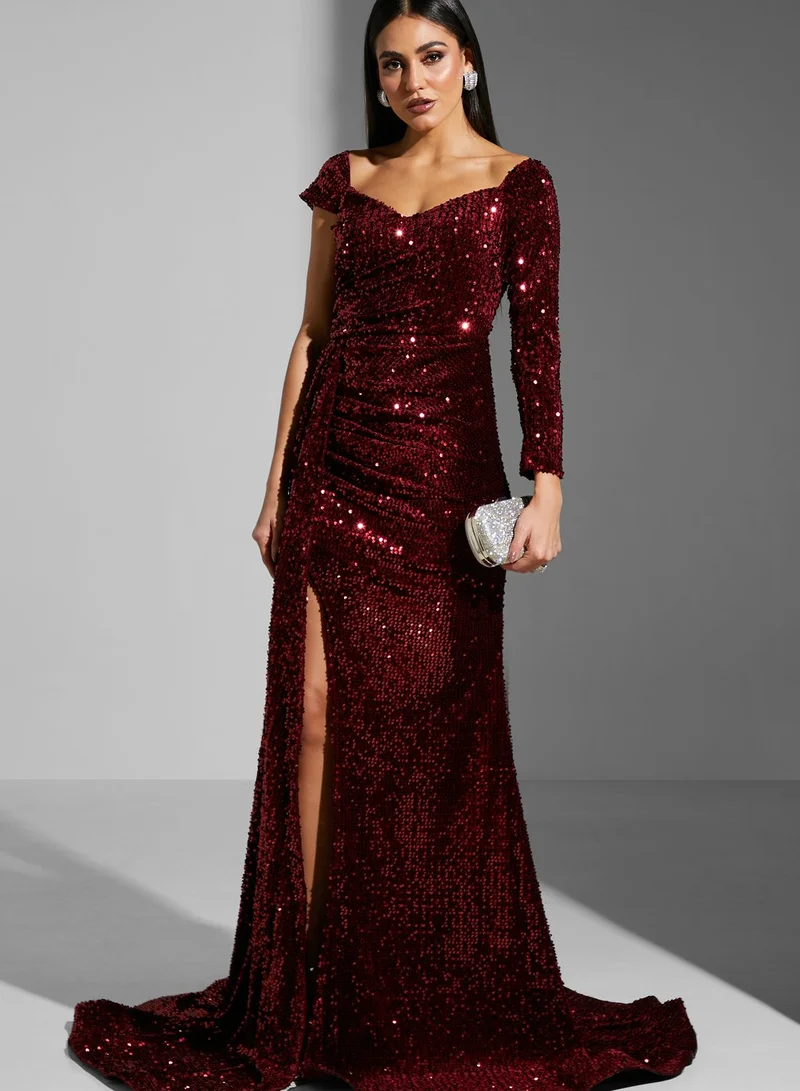 Namshi x Asoo Sequined One Shoulder Dress