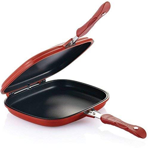 DR Mall DR Mall Krab Magic Double-Side Foldable Ceramic Coating Non-stick Grill Happy Call Frying Pan with 28 cm Strong Magnetic Handles, Multicolour  - Image 2