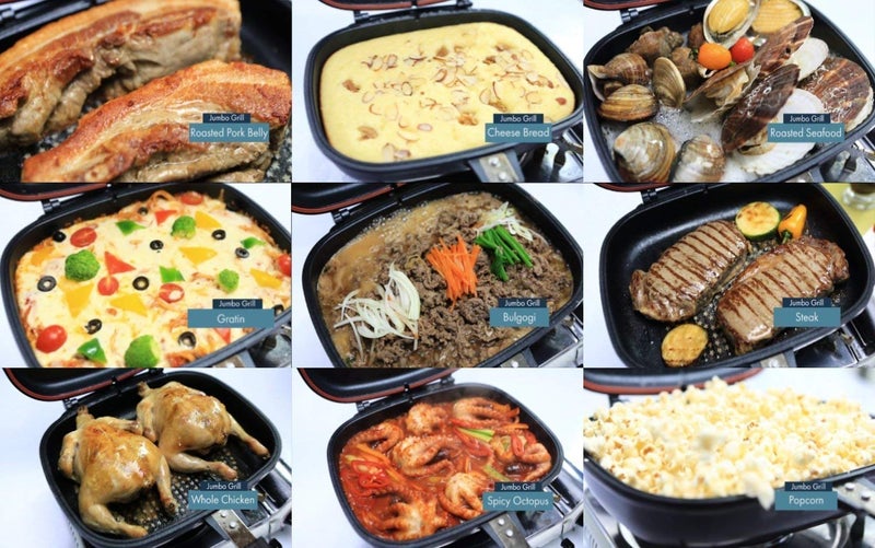 DR Mall DR Mall Krab Magic Double-Side Foldable Ceramic Coating Non-stick Grill Happy Call Frying Pan with 28 cm Strong Magnetic Handles, Multicolour  - Image 5