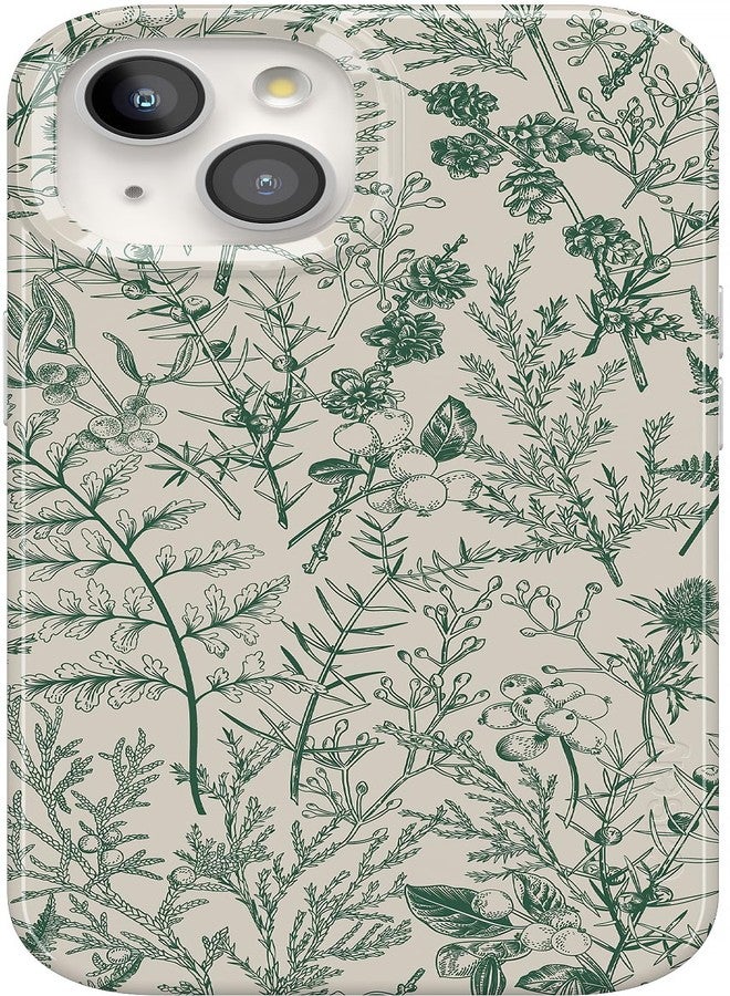 Casely iPhone 15 Case | Sage Garden | Green Floral | Classic Slim Design | Compatible with MagSafe - Image 1
