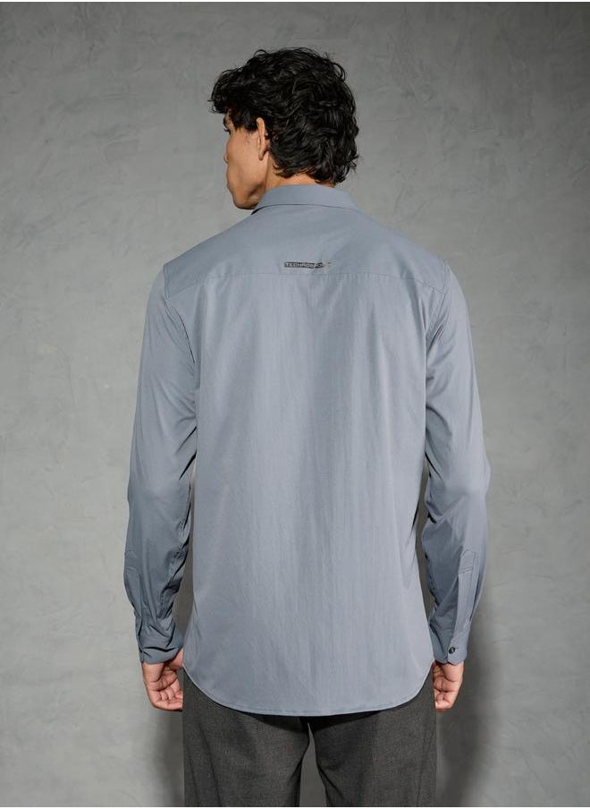Technosport Technosport Solid Spread Collar Regular Fit Shirt  - Image 3