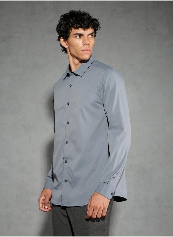 Technosport Technosport Solid Spread Collar Regular Fit Shirt  - Image 4