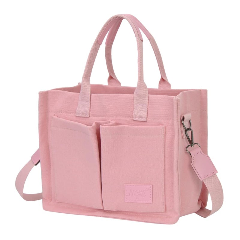 NGIL Large Canvas Tote Bag â€“ Travel Shoulder Carryall for Women, Laptop Case, Work Essential, Lightweight Canvas Style for Daily Commute, Office Organization, or Weekend Use (Pink) - Image 1