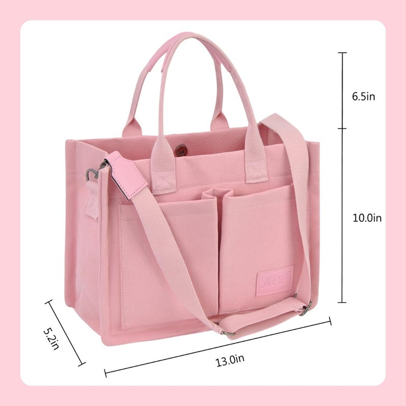 NGIL Large Canvas Tote Bag â€“ Travel Shoulder Carryall for Women, Laptop Case, Work Essential, Lightweight Canvas Style for Daily Commute, Office Organization, or Weekend Use (Pink) - Image 3
