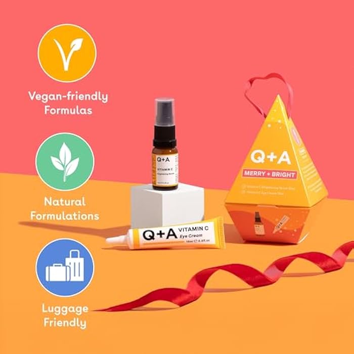 Q+A Merry + Bright Gift Set, Vitamin C Skincare Duo, Brightening Serum (10ml) & Eye Cream (15ml), Radiance-Boosting Gift for Hydrated, Glowing Skin, Stocking Stuffers - Image 3
