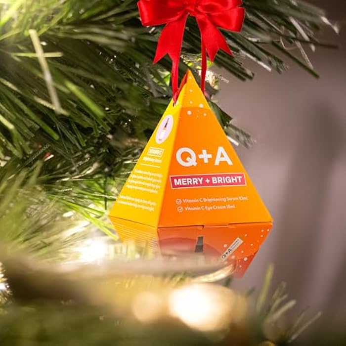 Q+A Merry + Bright Gift Set, Vitamin C Skincare Duo, Brightening Serum (10ml) & Eye Cream (15ml), Radiance-Boosting Gift for Hydrated, Glowing Skin, Stocking Stuffers - Image 2