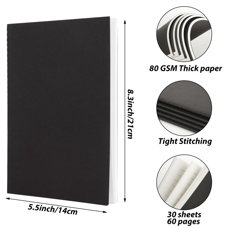 MIVIDE 50 Pack A5 Kraft Notebooks, Black Cover Journal Bulk Pack 8.3 x 5.5 inch Notebooks 60 Pages, Lined Travel Notebooks for Writing, Making Plans, School Office Supplies - Image 2