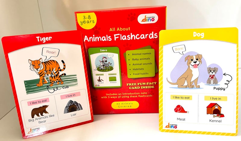 Learning dino Animals and Their Babies Flashcards | Animal Sound | Animal Habitat Flashcards for 3 Year Plus - 40 Animals - Non tearable and Water Resistant | Reusable - Image 2