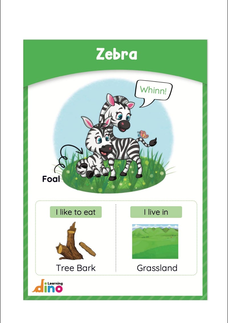 Learning dino Animals and Their Babies Flashcards | Animal Sound | Animal Habitat Flashcards for 3 Year Plus - 40 Animals - Non tearable and Water Resistant | Reusable - Image 5
