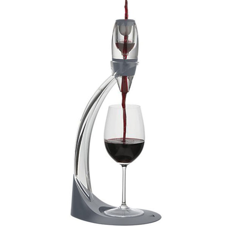 Vinturi Vinturi Deluxe Essential Pourer and Decanter Tower Stand Easily and Conveniently Aerates by the Bottle or Glass and Enhances Flavors with Smoother Finish Gray Red Wine Set 