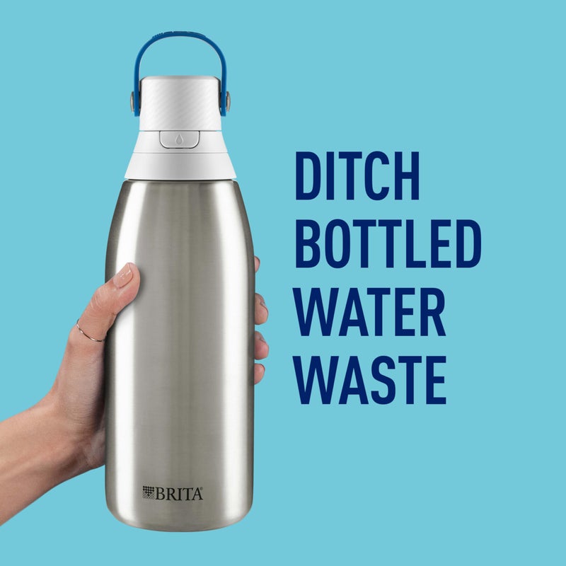 Brita Stainless Steel Premium Filtering Water Bottle, BPA-Free, Reusable, Insulated, Replaces 300 Plastic Water Bottles, Filter Lasts 2 Months or 40 Gallons, Includes 1 Filter, Stainless - 32 oz - Image 5