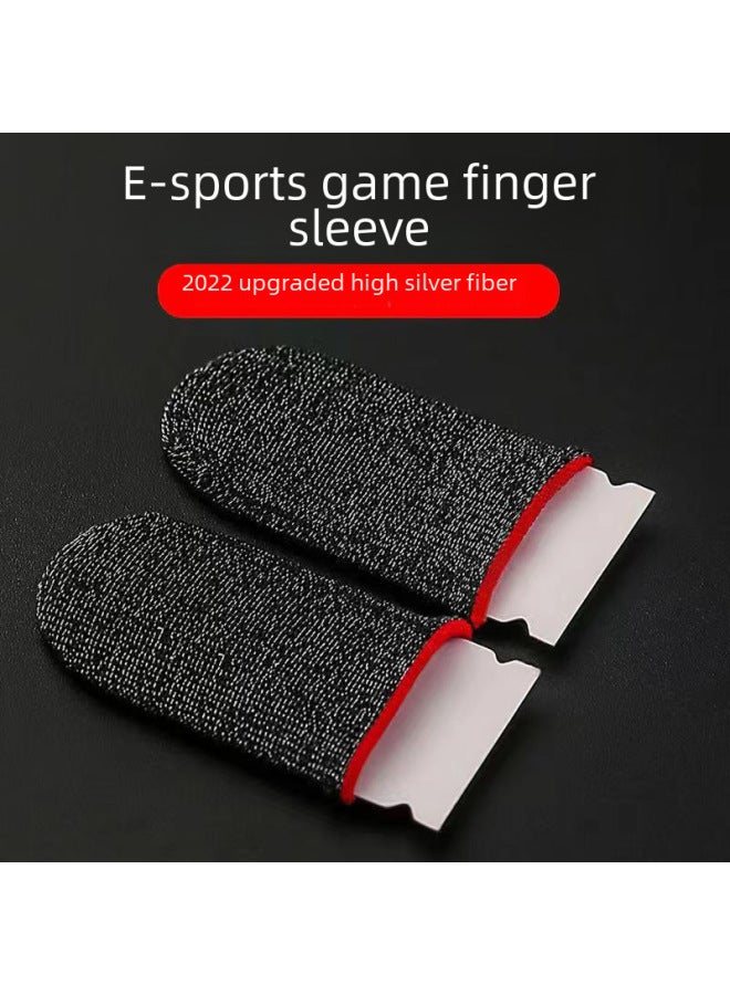 Wireless Hand Travel Finger Sleeve 24 Needle Silver Fiber Ultra-thin Anti-sweat Double Fight Bear Silver Cloth Chicken Game Finger Sleeve-Product Color:Carbon Fiber All Blue - Image 2