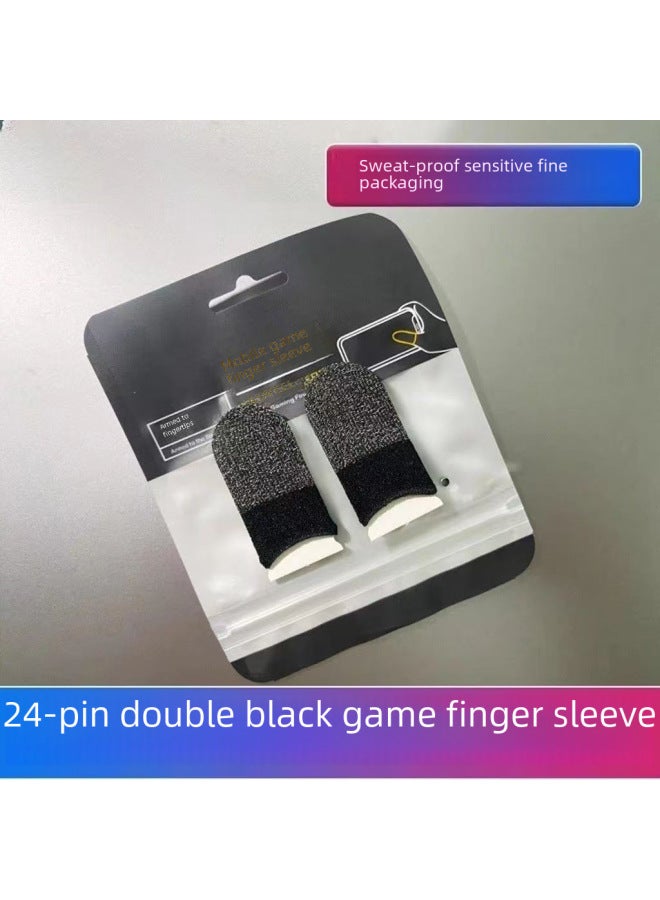 Wireless Hand Travel Finger Sleeve 24 Needle Silver Fiber Ultra-thin Anti-sweat Double Fight Bear Silver Cloth Chicken Game Finger Sleeve-Product Color:Carbon Fiber All Blue - Image 3