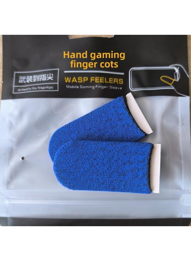 Wireless Hand Travel Finger Sleeve 24 Needle Silver Fiber Ultra-thin Anti-sweat Double Fight Bear Silver Cloth Chicken Game Finger Sleeve-Product Color:Carbon Fiber All Blue - Image 1