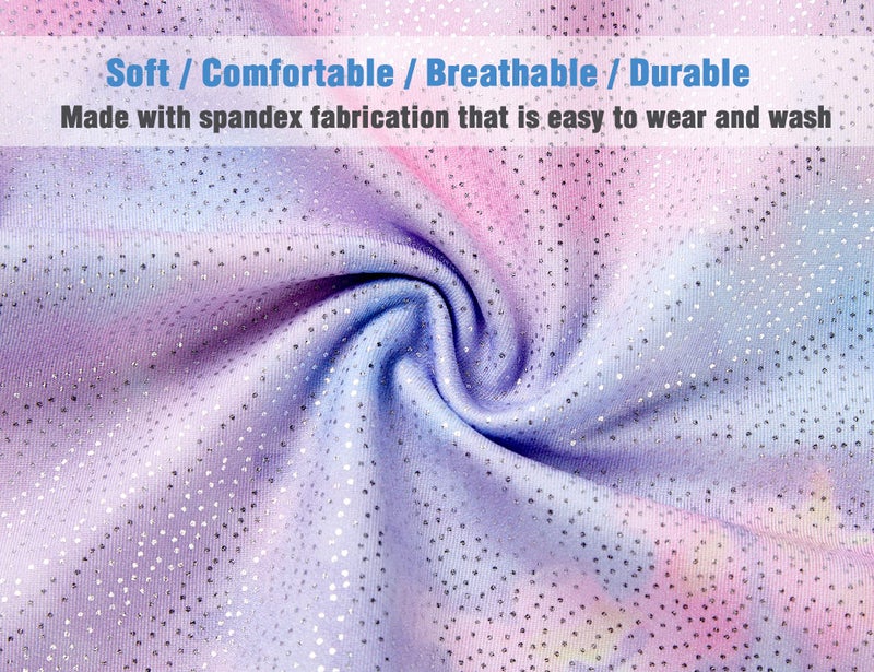 TENVDA Gymnastics Leotards for Girls 7-8 Years Sparkly Purple Tie Dye Sleeveless Biketards Stretchy Tumbling Practicing Unitard - Image 5