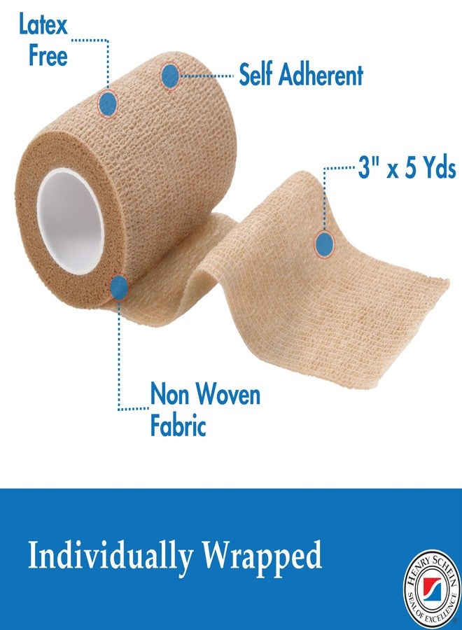 Henry Schein Premium Self-Adherent Elastic Bandage Wrap – 3" x 5 Yards, Tan – Box of 24 Rolls – Flexible, Latex-Free, Non-Sterile Medical Wrap for Compression & Wound Support - Image 2