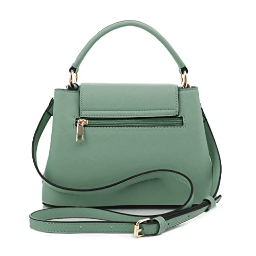 EVVE Women's Small Satchel Bag Classic Top Handle Purses Fashion Crossbody Handbags with Shoulder Strap | MINT - Image 3