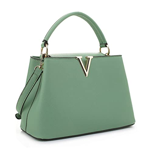 EVVE Women's Small Satchel Bag Classic Top Handle Purses Fashion Crossbody Handbags with Shoulder Strap | MINT - Image 1