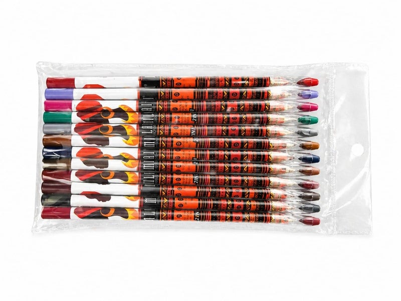 2 in 1 Eyeliner and Eyebrow Pencil Set, 12 Pencils, Multi Color, Sharpenable