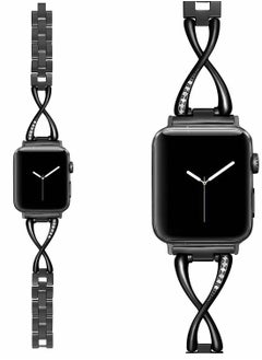 KASTWAVE Stainless Steel Metal Diamond X-shape Bracelet Watch Band for Apple Watch 4 Iwatch SE Series, Adjustable Replacement Strap Wristband Jewelry Accessory  - Image 2