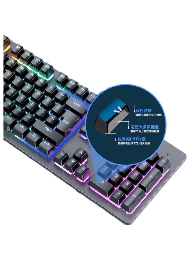 Eweadn Gx300 Mechanical Feel Keyboard And Mouse Set For Gaming, E-Sports, Wired Desktop And Laptop, Office, Film Keyboard And Mouse, For Pubg And Other Games, Black With Ice Blue Light - Image 2