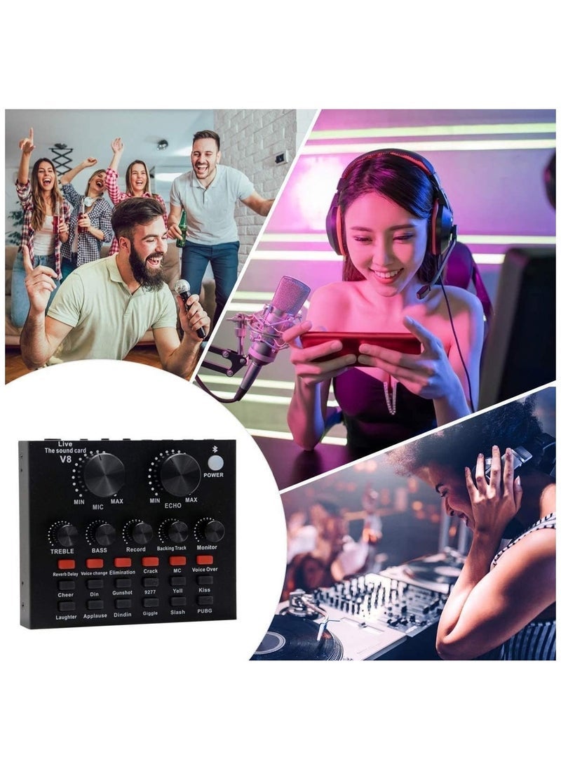 Gravity V8 Sound Card With Bm-800 Condenser Microphone Mic Kit with Live Sound Card, Adjustable Mic Suspension Scissor Arm, Metal Shock Mount and Double-Layer - Image 5