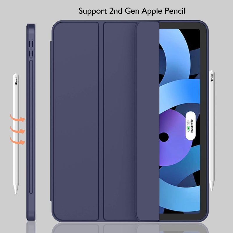 iMieet iPad Air 11 Inch Case M3(2025) / M2 (2024), iPad Air 5th/4th Generation Case 2022/2020 10.9 Inch with Pencil Holder,Trifold Stand Smart Case with Soft TPU Back(Dark Blue) - Image 3
