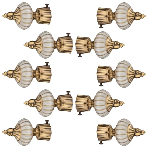 FERIO Artistic Curtain Brackets, Curtain Rod End Caps, Curtain Knobs for 1 Inch Curtain Rod, Curtain Holders for Curtain Pipes (Aluminium, White Antique Brass, Pack of 10) - Image 1