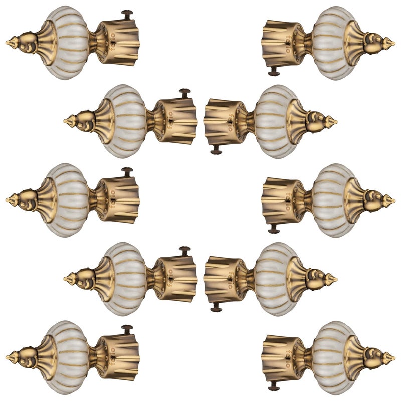 FERIO Artistic Curtain Brackets, Curtain Rod End Caps, Curtain Knobs for 1 Inch Curtain Rod, Curtain Holders for Curtain Pipes (Aluminium, White Antique Brass, Pack of 10) - Image 4